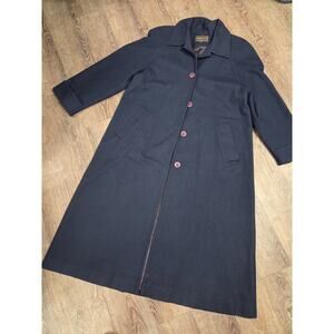 Kristen Blake Navy Blue 100% Merino Wool Trench Coat - Union Made in USA Size 18